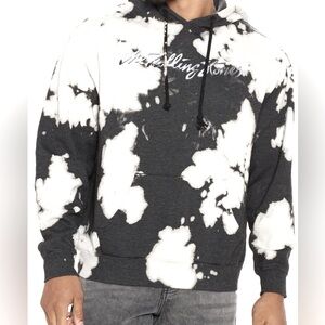 The Rolling Stones Adult Medium Monochrome Retro Tie-Dye Cotton Hoodie New